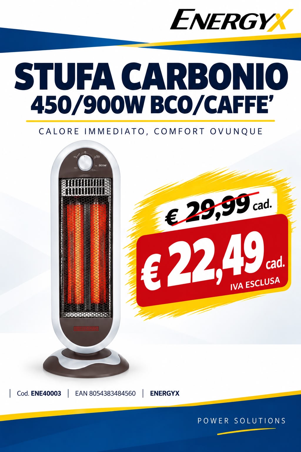 STUFA CARBONIO 450/900W BCO/CAFFE'