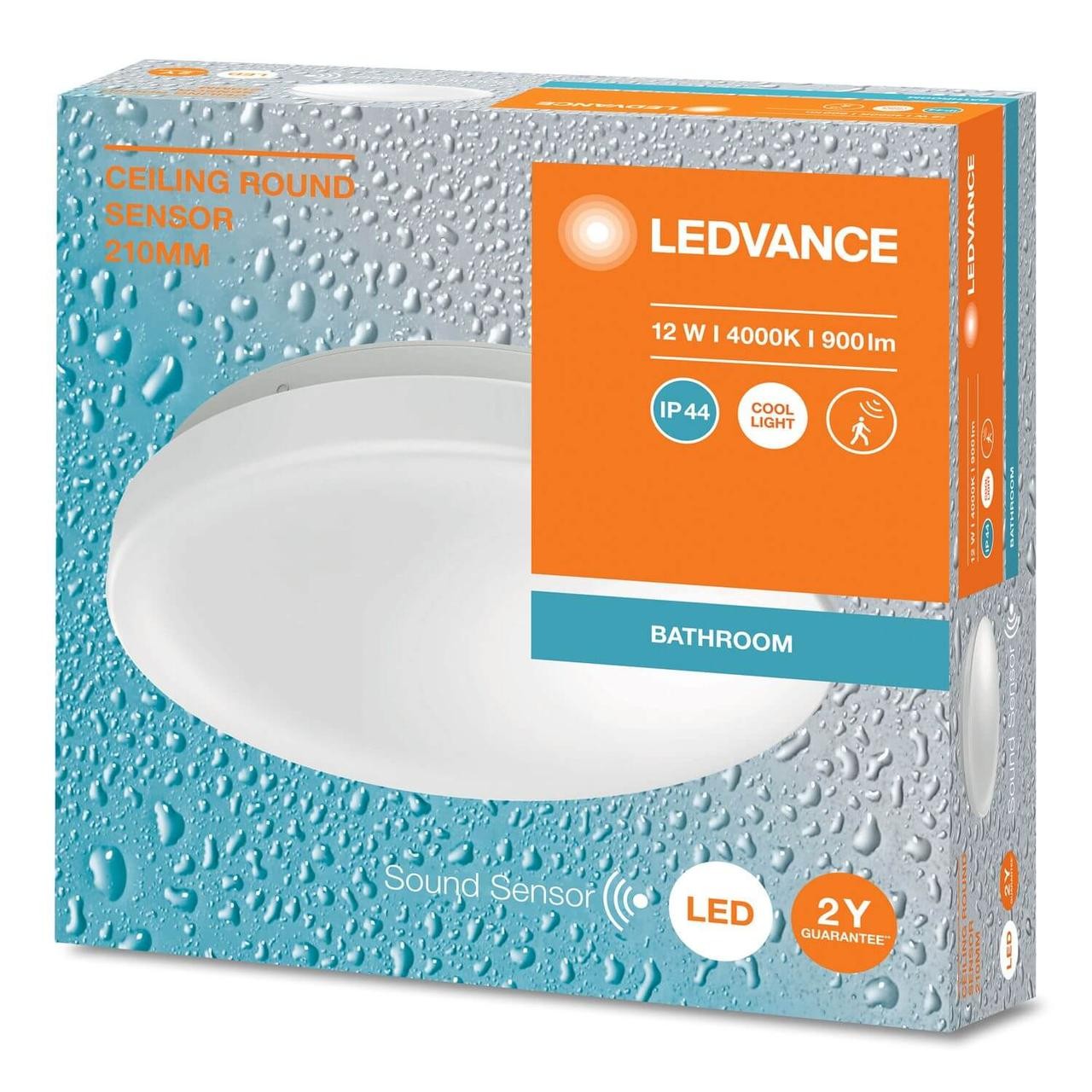 CEILING ROUND 210 AUDIO SENSOR 12W 4000K 840 IP44 LEDV PLAFONIERA TONDA CON SENSORE