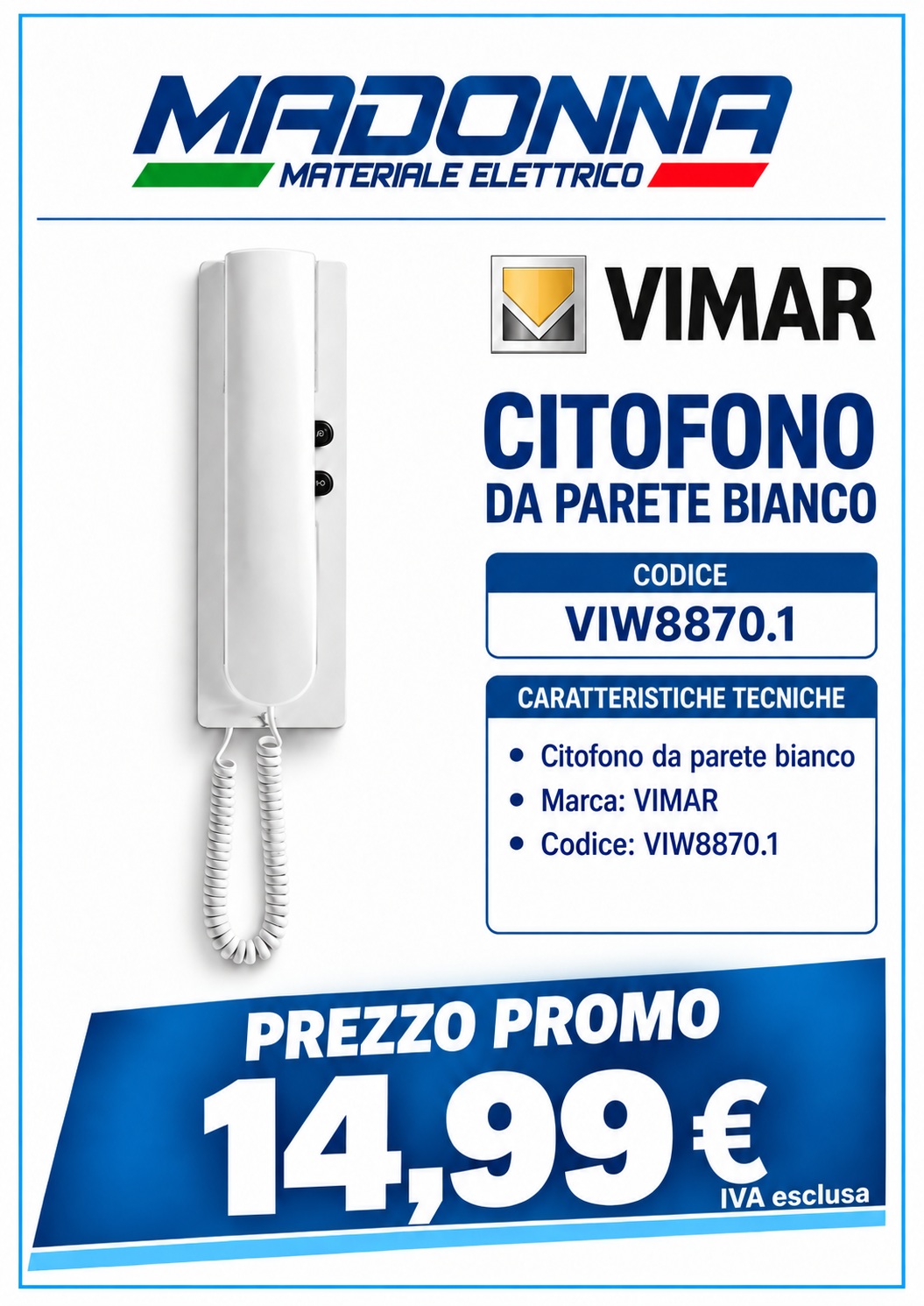Citofono da parete bianco
